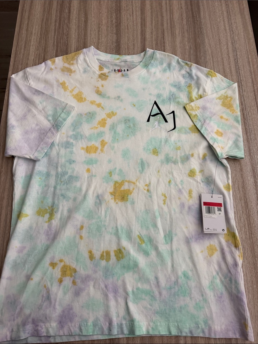 Jordan Short Sleeve Crewneck Tee - White with Mint & Yellow